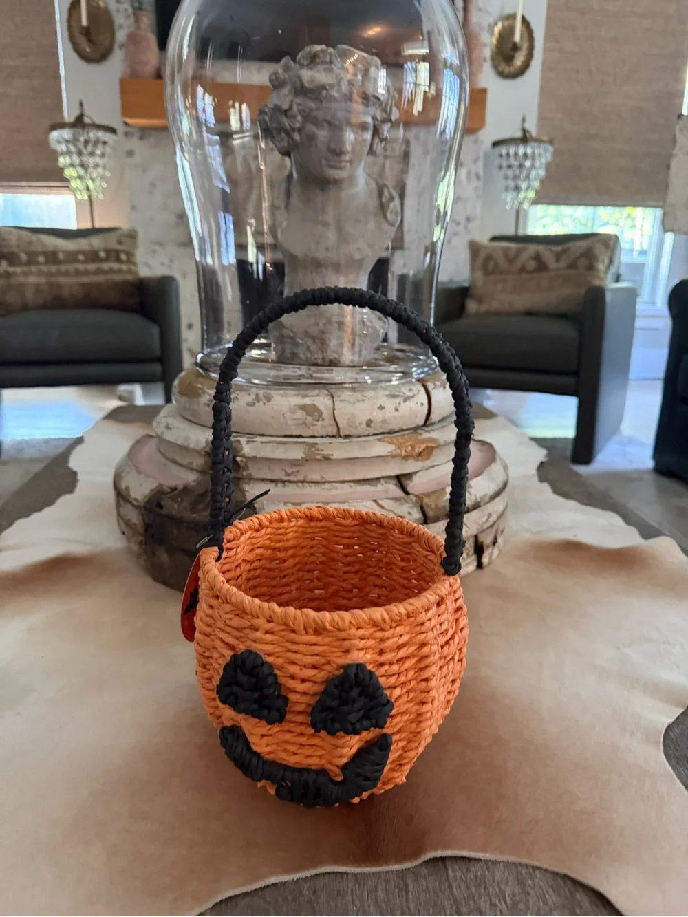 Brand NWT Handwoven Orange Pumpkin Basket